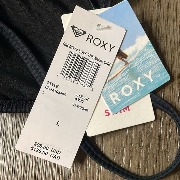 NWT Roxy Ribbed black swim one piece women’s size Large - Picture 6 of 6